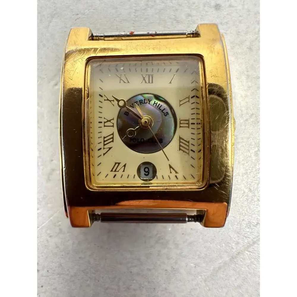 VTG Beverly Hills Polo Club Watch 24mm Square Date MOP Dial New Battery